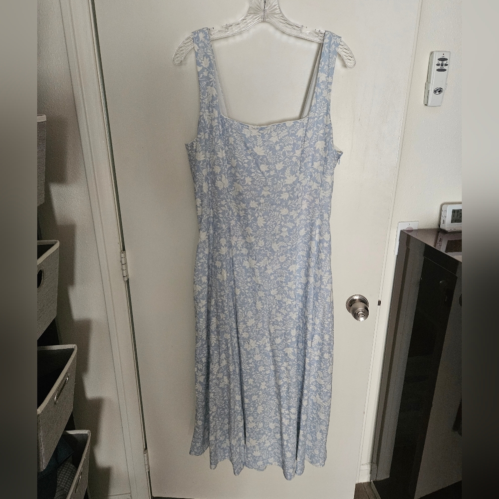 2 Pc Midi Dress Set Blue & White w/POCKETS Size 10